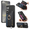 For Samsung Galaxy S25 Ultra 5G Retro Cross Leather Ring Horizontal Insert Card Bag MagSafe Phone Case(Black)