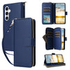 For Samsung Galaxy S23 FE 5G Nine-card Slots Zipper Wallet Bag Leather Phone Case(Blue)