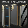 For Samsung Galaxy S24 Ultra 5G Privacy Full Cover Magnetic Metal Tempered Glass Phone Case(Purple)
