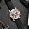 Ochstin 5052B Multifunctional Business Waterproof Leather Strap Quartz Watch(Rose Gold+Black)