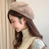 Autumn and Winter Beret Ladies Hats Plush Warmth Retro Painter Hat, Size: Adjustable(Milky White)