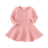 Spring and Autumn Female Babies Cotton Sanded Lotus Leaf Large Swing Skirt Dress(YELLOW)