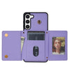 For Samsung Galaxy S23+ 5G Three Fold Card Bag Phone Case with Long Lanyard(Purple)