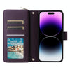 For iPhone 14 Pro Max Nine-card Slots Zipper Wallet Bag Leather Phone Case(Dark Purple)