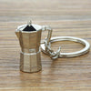 Mini Metal Keychain Coffee Utensils Decorative Pendant, Style: Moka Pot Silver