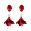 Long Exaggerated Fabric Art Handmade Petal Earrings, Color: E1910-4 Pearl Model