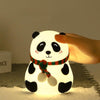 Cute Panda Night Light USB Charging Touch Control Colorful Silicone Bedside Lamp(Squinting)