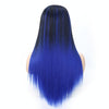 Wig Half Headgear Long Straight Hair U-Shaped Wig Headgear, Colour: 3. Black Gradient Sapphire Blue