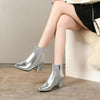 Autumn  Winter Glitter Square Heel Pointed Low-Top Women Boots, Size:44(Silver)