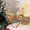 Christmas Deer Antler Plush Headband Festival Party Makeup Props(Gold)