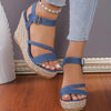 Slope Heel Summer Women Sandals Thick Bottom Straw High Heels Sandals, Size: 36(One-strap)