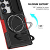 For Samsung Galaxy S24 Ultra 5G Sliding Camshield MagSafe Holder TPU Hybrid PC Phone Case(Black Red)