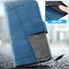 For Samsung Galaxy A36 TTUDRCH Embossed Line Splicing Leather Phone Case(Blue)