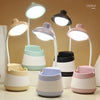 USB Charging LED Desk Light Eye Protection Lamp with Pen Holder and Phone Holder(CS276-4 Blue)