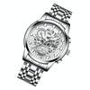 FNGEEN 4088 Men Hollow Quartz Watch Student Waterproof Luminous Watch(White Steel White Surface)
