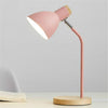 E27 Button Switch Wood Table Lamp Metal Shade Desk Light Bedside Reading Book Light Home Decor, Light Source:Normal Bulb(Pink)