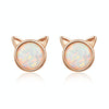 DIY Earrings Cat Sterling Silver Earrings Zircon Earrings(Rose Gold)