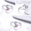 S925 Sterling Silver Cute Cat Diamond Ring