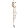 Fashion Elegant Women Lady Moon Rhinestone Crystal Tassel Long Chain Beads Dangle Hairpin Hair Clip Hair Jewelry(Gold)