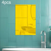 4pcs 42cm x 27cm Right Angle Models Rectangle Acrylic Mirror Stereo Wall Stickers(Gold)