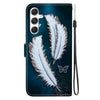 For Samsung Galaxy A35 5G Crystal Texture Colored Drawing Leather Phone Case(White Butterfly Feathers)