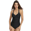 HS18110 Women Belly Cover One-Piece Swimsuit With Chest Pad, Size: S(Black)