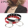 2 PCS European and American Style Punk O-shaped Big Ring Popular Leather Necklace Collar, Random Color Delivery
