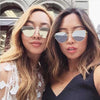 Unisex Fashion Color Film UV400 Reflective Sunglasses (Black + Dark Grey)