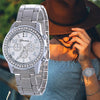 Women Alloy Diamond Stainless Steel Belt Watch(Silver with Diamond)