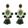 Drop Hairball Earring Handmade Tassel Big Earring Fringed earrings(Green)