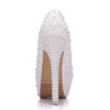 Pearl Lace Wedding Shoes Stiletto Women High Heels, Size:37(White)