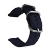 Washable Nylon Canvas Watchband, Band Width:24mm(Dark Blue with Silver Ring Buckle)