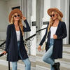 Autumn And Winter Women Button Long Sleeve Loose Cardigan Jacket, Size: M(Navy)