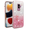 For Samsung Galaxy S9+ Gradient Glitter Flower All-inclusive Phone Case(Pink)