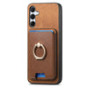 For Samsung Galaxy A35 5G Retro Cross Leather Ring Vertical Insert Card Bag MagSafe Phone Case(Brown)