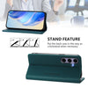 For Samsung Galaxy S24 / S25 5G RC01 Dual-Folded Magnetic Suction RFID Leather Phone Case(Dark Green)