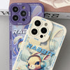 For iPhone 14 Pro Liquid Angel Eyes Hip Hop Rabbit TPU Phone Case(Beige)