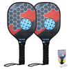 LEIJIAER 1pair Imitation Carbon Wood Pickleball Paddle Set With 2 Balls(Red)