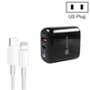 PD04 Type-C + USB Mobile Phone Charger with Type-C to 8 Pin Cable, US Plug(Black)