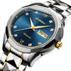 JIN SHI DUN 8813 Fashion Waterproof Luminous Automatic Mechanical Watch, Style:Men(Silver Gold Blue)