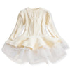Winter Girls Knit Long Sleeve Sweater Organza Dress Evening Dress, Size:110cm(White  )