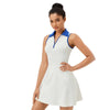 Lapel One-piece Tennis Skirt Quick-drying Breathable Waisted Sports Dress, Size: XL(White Blue)