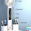 4-head Desk Lamp Foldable Reading Lamp 3-gear Color Adjustment, Spec: Plug-in Fan Clock Model