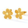 OPK GE941 1pair Vintage Stainless Steel Flower Earrings(Gold)