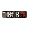 671  Mirror Screen Digital LED Alarm Clock USB Plug-in/Battery Dual-use With Temperature/Humidity Display(Black Shell White Red)