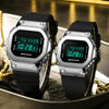 SANDA 2126 Tempered Mirror Luminous Waterproof Dual Display Electronic Watch(Black Gold)