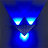 3W Aluminum Triangle Wall Lamp Home Lighting Indoor Outdoor Decoration Light, AC 85-265V(Blue Light)
