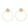 Simple Style Fashion Earrings Women Square Round Geometric Hanging Earrings(Gold)