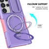 For Samsung Galaxy S24 Ultra 5G Sliding Camshield MagSafe Holder TPU Hybrid PC Phone Case(Pink Purple)