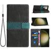 For Samsung Galaxy S25 Ultra 5G Grid Stitching Leather Phone Case with Lanyard(Black)